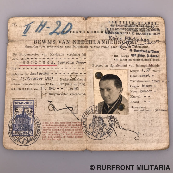 Papierset Arbeitseinsatz Gerardus Huizinga