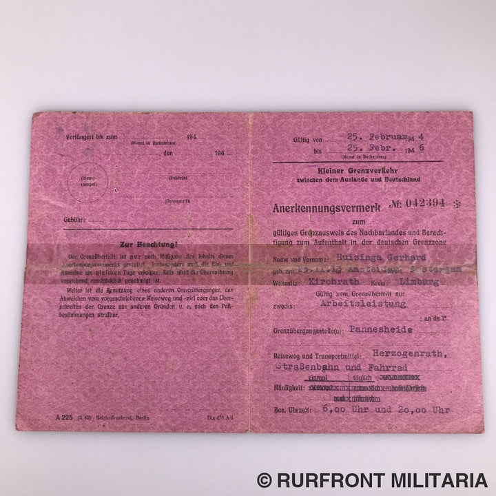 Papierset Arbeitseinsatz Gerardus Huizinga