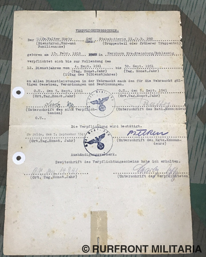 Papierset Walter Marby Artillerie Regiment 290 Demjansk!