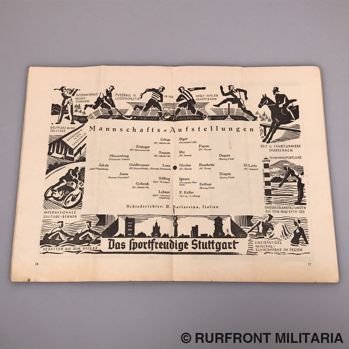 Programmaboekje Voetbal Interland Duitsland-Frankrijk 21 Maart 1937.