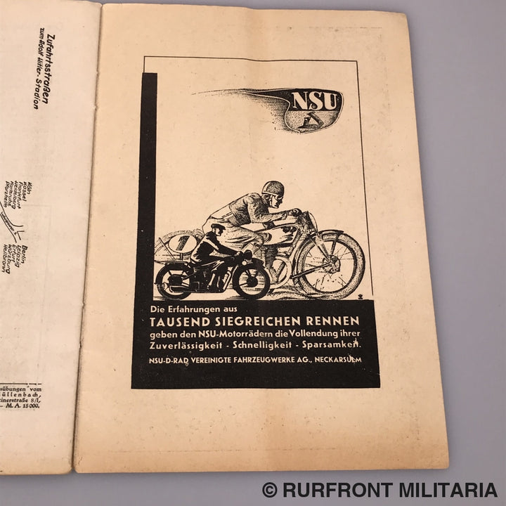 Programmaboekje Voetbal Interland Duitsland-Frankrijk 21 Maart 1937.