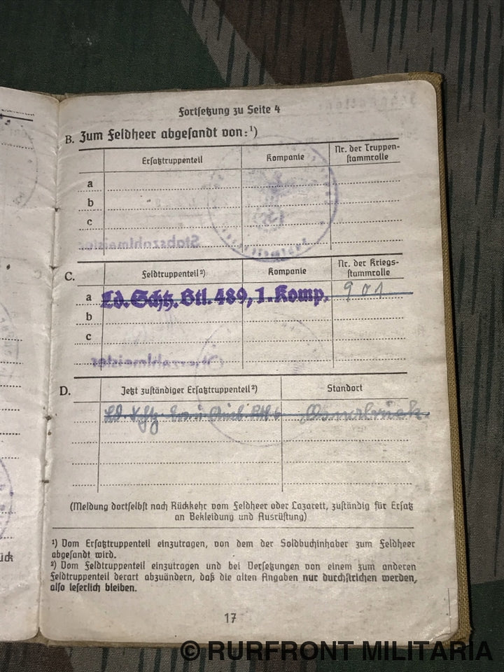 Soldbuch Funker Helmut Rottleb.