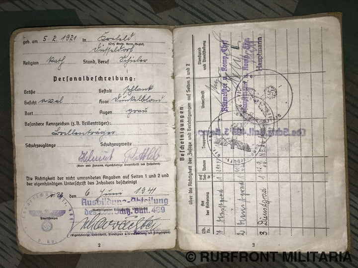 Soldbuch Funker Helmut Rottleb.