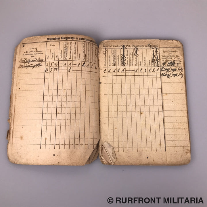 Soldbuch Oberwachtmeister Wilhelm Zick (Ss) Luftschutzpolizei Danzig.