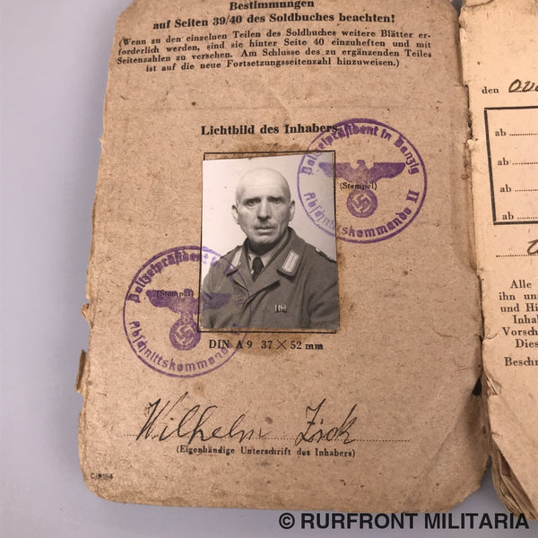 Soldbuch Oberwachtmeister Wilhelm Zick (Ss) Luftschutzpolizei Danzig. Soldbuch Oberwachtmeister Wilhelm Zick (Ss) Luftschutzpolizei Danzig.