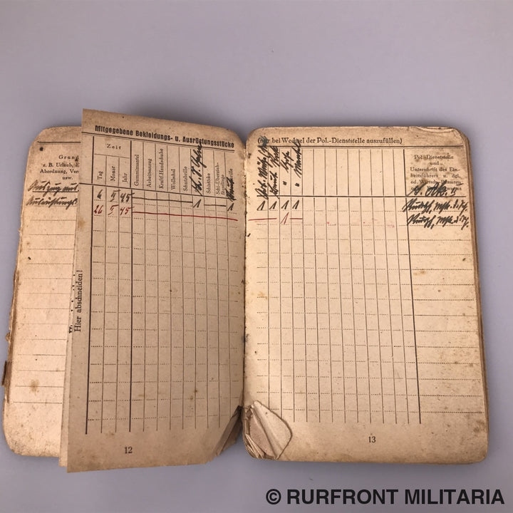 Soldbuch Oberwachtmeister Wilhelm Zick (Ss) Luftschutzpolizei Danzig.