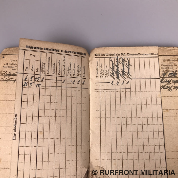 Soldbuch Oberwachtmeister Wilhelm Zick (Ss) Luftschutzpolizei Danzig.