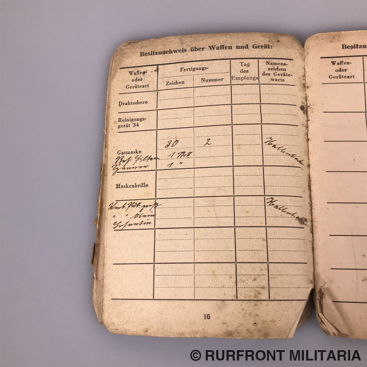 Soldbuch Oberwachtmeister Wilhelm Zick (Ss) Luftschutzpolizei Danzig.