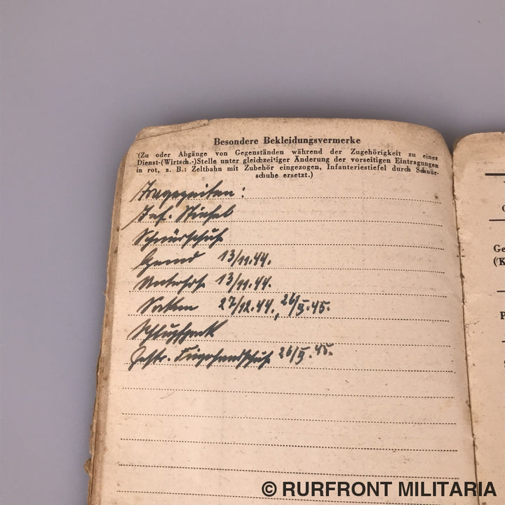 Soldbuch Oberwachtmeister Wilhelm Zick (Ss) Luftschutzpolizei Danzig.