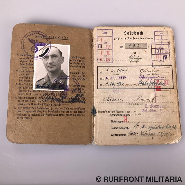 Soldbuch Stabsgefreiter Anton Nowak Luftwaffe Flak