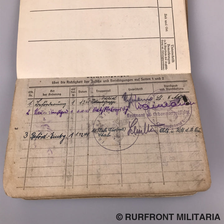 Soldbuch Stabsgefreiter Anton Nowak Luftwaffe Flak