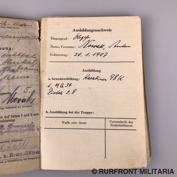 Soldbuch Stabsgefreiter Anton Nowak Luftwaffe Flak