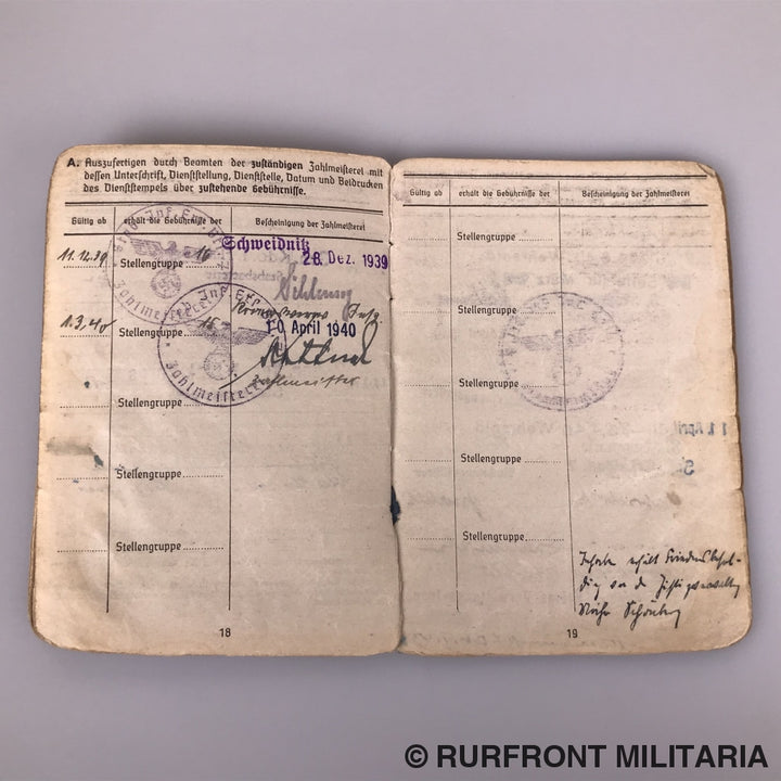 Soldbuch Stabsgefreiter Anton Nowak Luftwaffe Flak