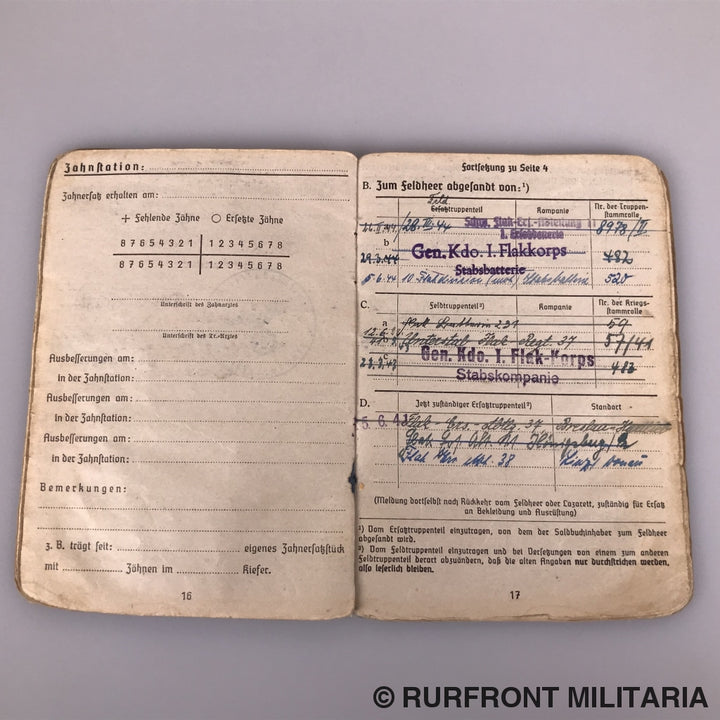 Soldbuch Stabsgefreiter Anton Nowak Luftwaffe Flak