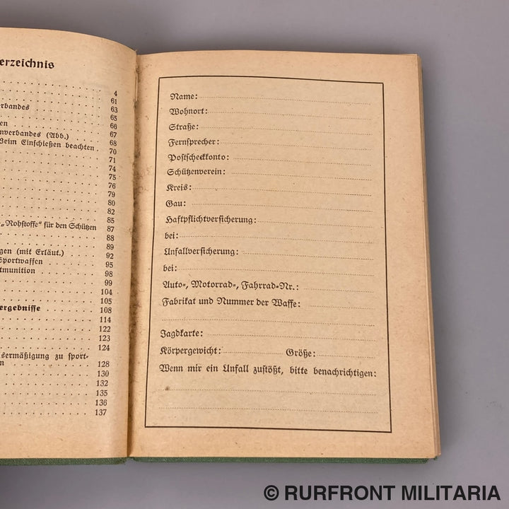 Taschenbuch Für Den Deutschen Schützen 1940