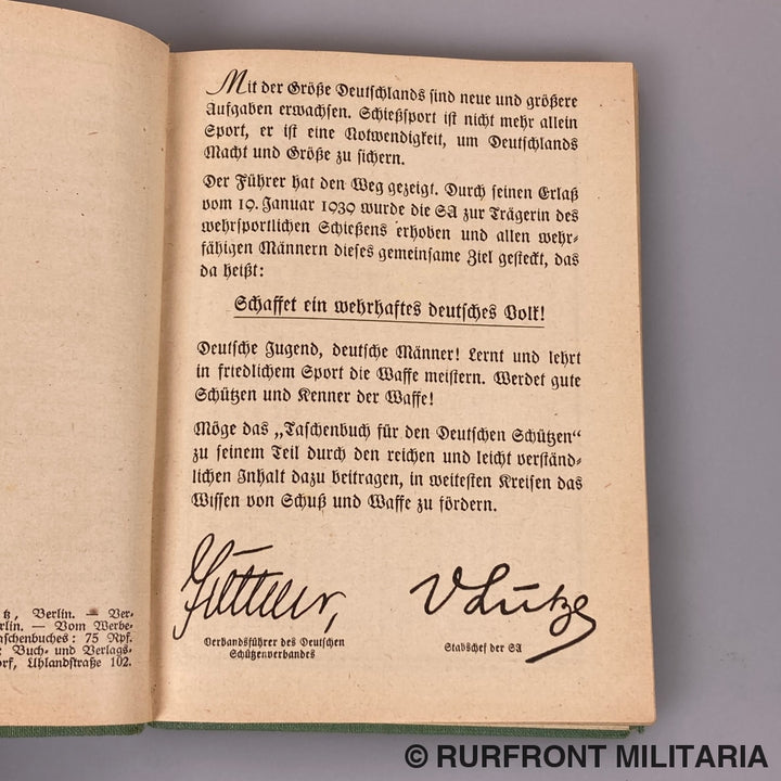Taschenbuch Für Den Deutschen Schützen 1940