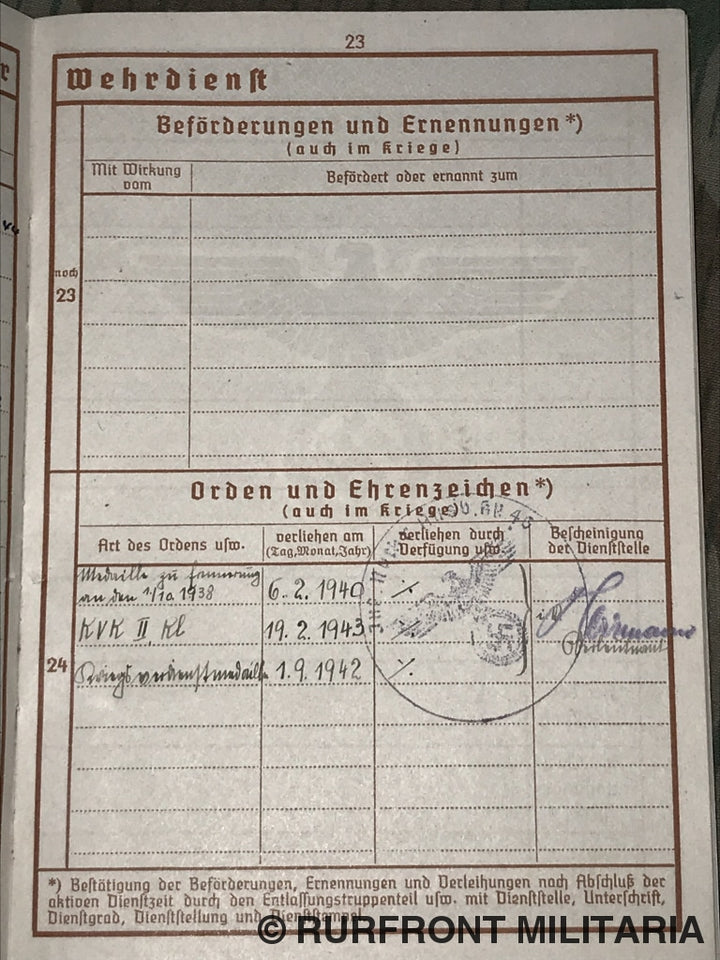 Wehrpass Funker Richard Sperl Infanterie Nachrichten Ersatz Kompanie 46 Praag.
