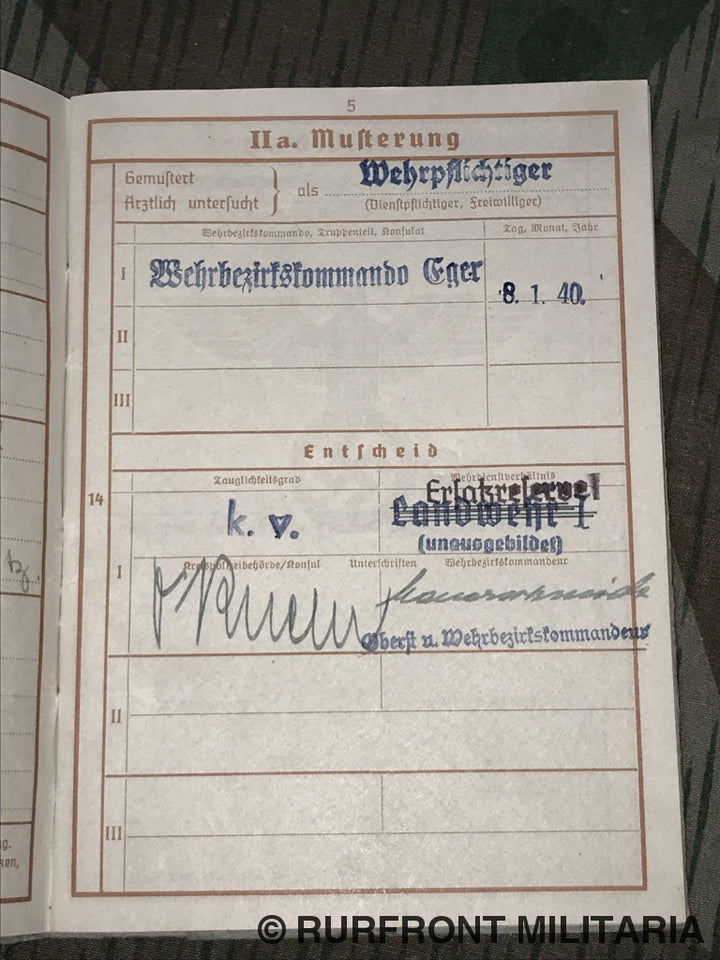 Wehrpass Funker Richard Sperl Infanterie Nachrichten Ersatz Kompanie 46 Praag.