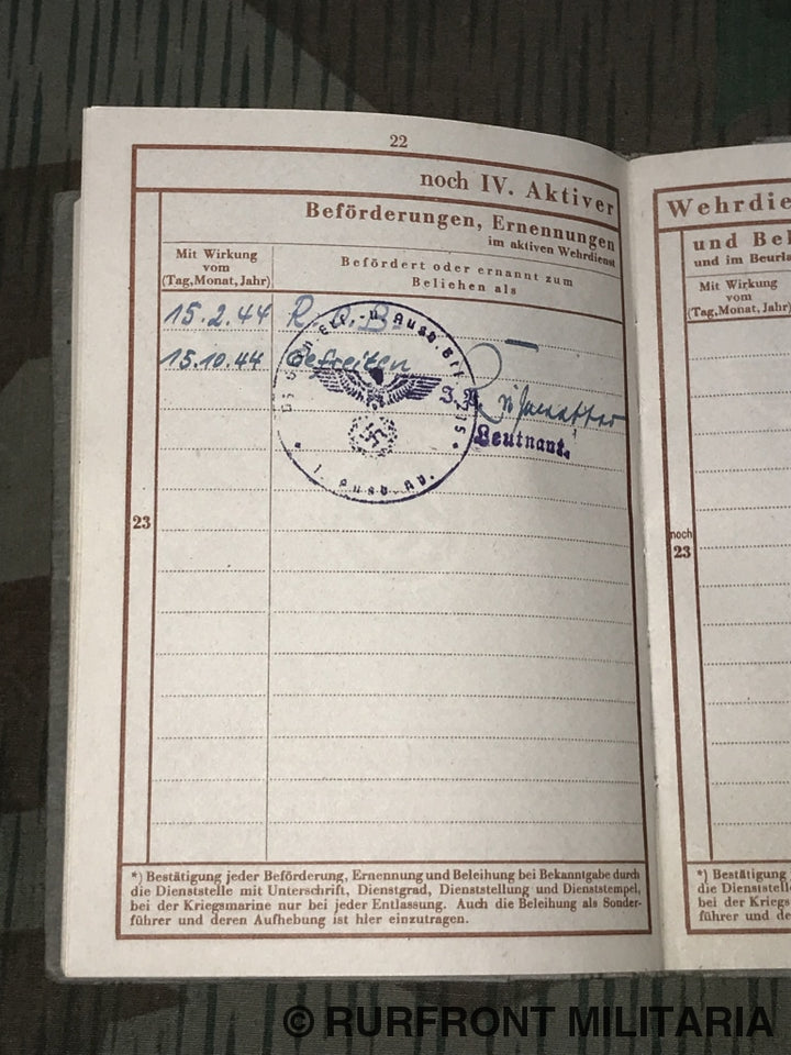 Wehrpass Gefreiten Oswald Binninger Grenadier.