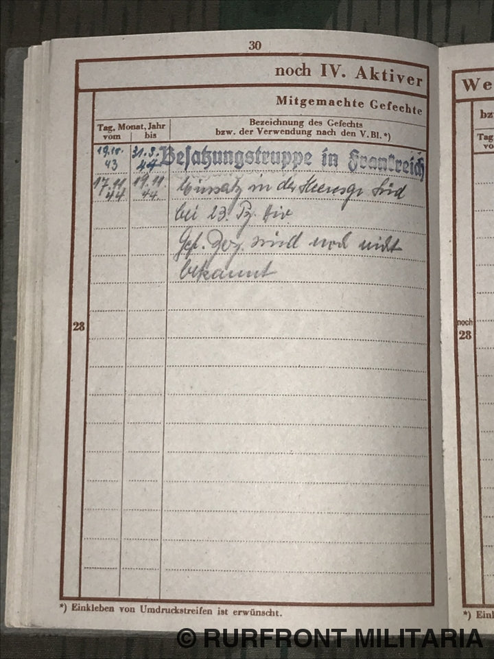 Wehrpass Gefreiten Oswald Binninger Grenadier.