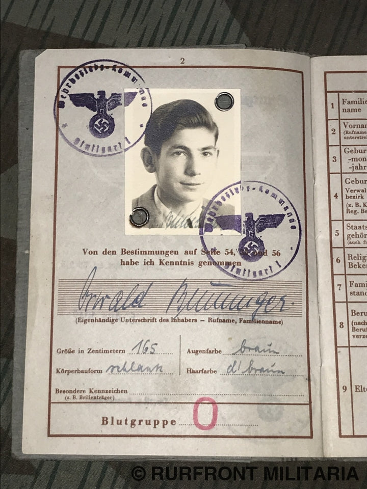 Wehrpass Gefreiten Oswald Binninger Grenadier.