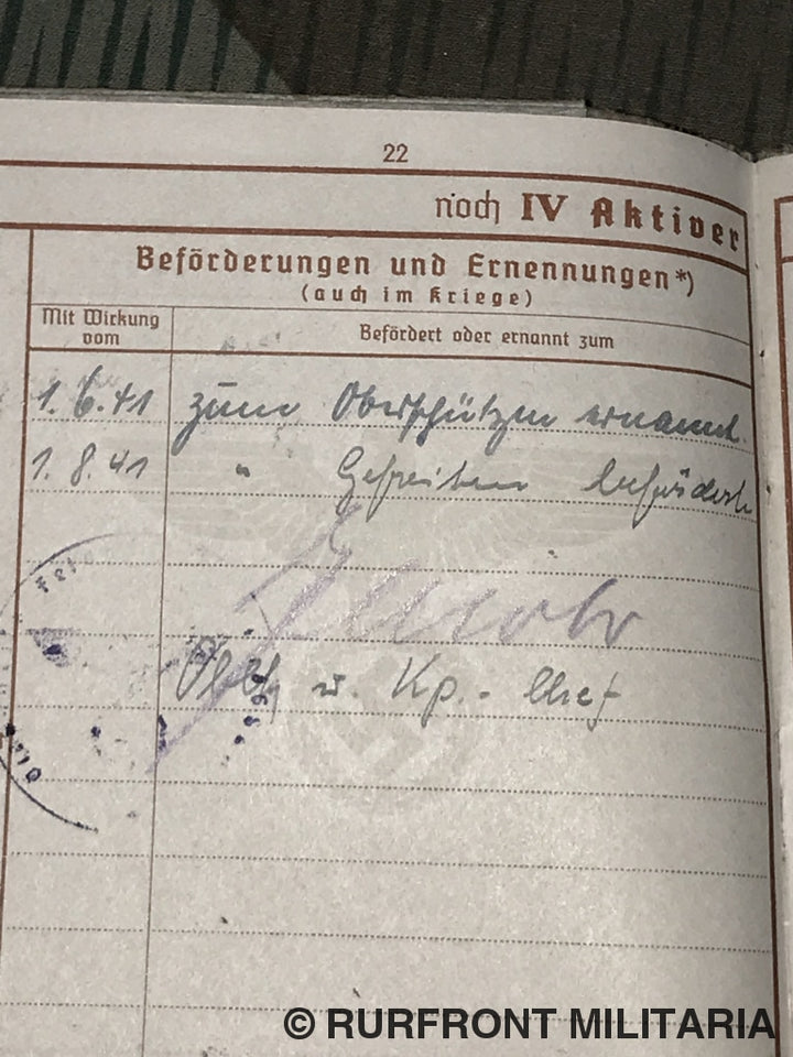 Wehrpass Gefreiter Paas Infanterie Regiment 50