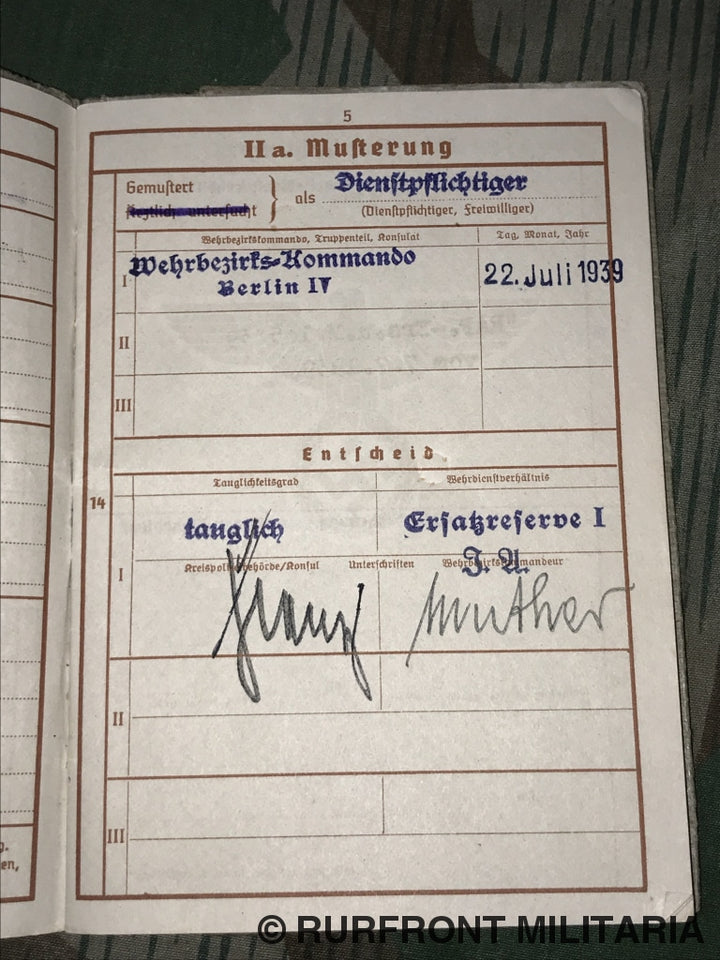 Wehrpass Gefreiter Paas Infanterie Regiment 50