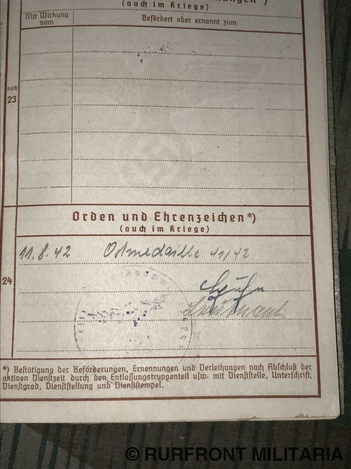 Wehrpass Gefreiter Paas Infanterie Regiment 50