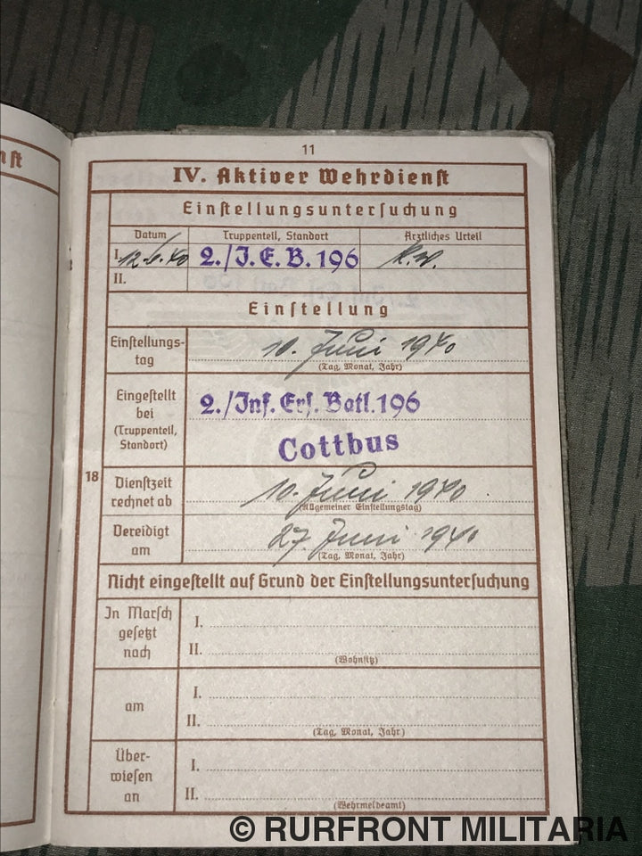 Wehrpass Gefreiter Paas Infanterie Regiment 50