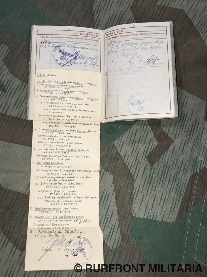 Wehrpass Gefreiter Paas Infanterie Regiment 50