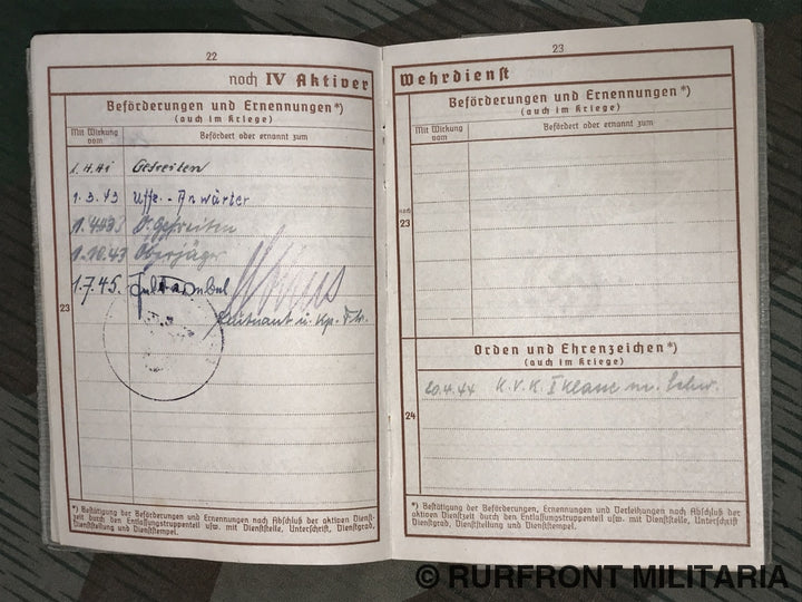 Wehrpass Helmut Dütz Fallschirmjäger Westfront Nederland Reichswald.