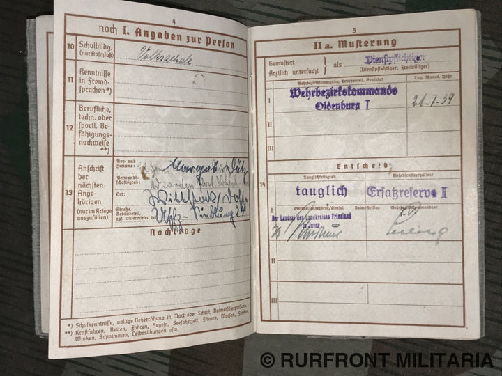 Wehrpass Helmut Dütz Fallschirmjäger Westfront Nederland Reichswald.