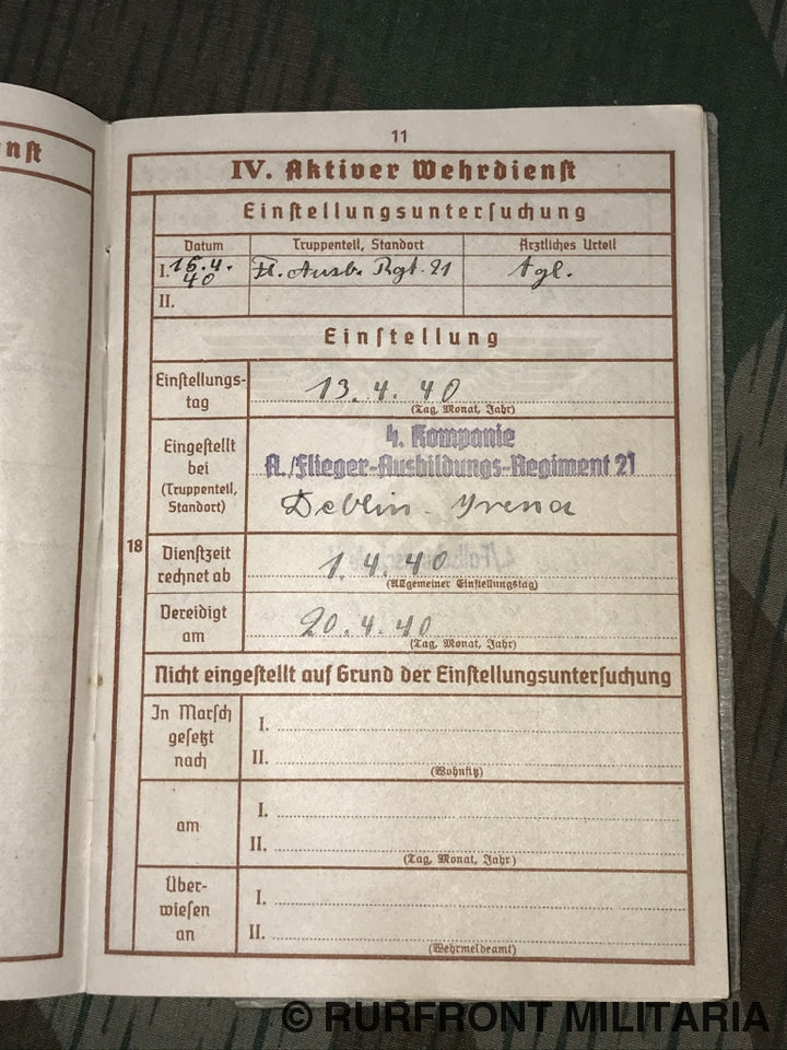 Wehrpass Helmut Dütz Fallschirmjäger Westfront Nederland Reichswald.