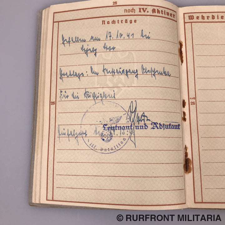 Wehrpass Leutnant Des Regiments Jens Thomsen Infanterie Regiment 46