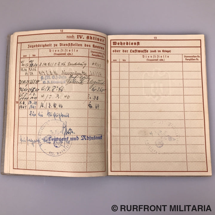 Wehrpass Leutnant Des Regiments Jens Thomsen Infanterie Regiment 46