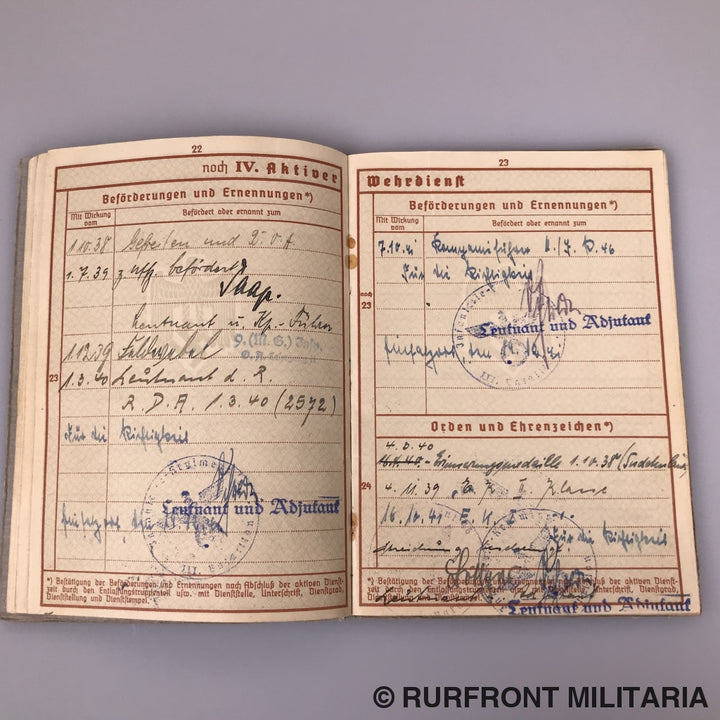 Wehrpass Leutnant Des Regiments Jens Thomsen Infanterie Regiment 46