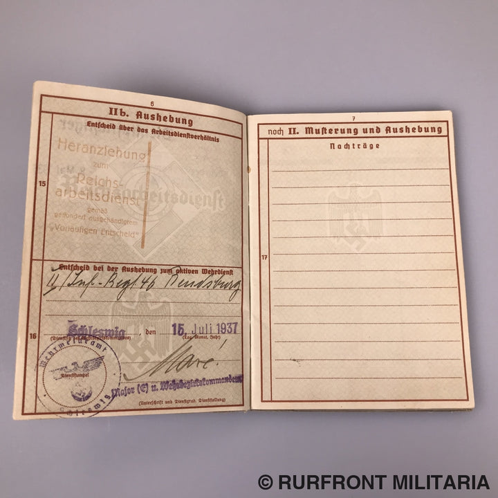 Wehrpass Leutnant Des Regiments Jens Thomsen Infanterie Regiment 46