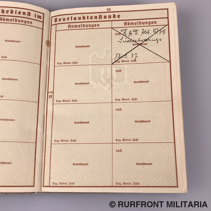 Wehrpass Leutnant Des Regiments Jens Thomsen Infanterie Regiment 46