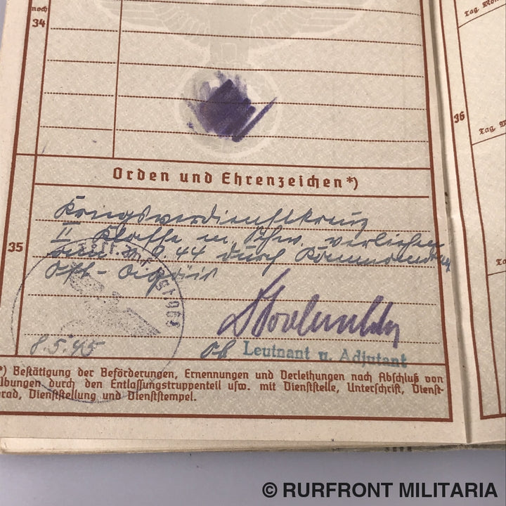 Wehrpass Leutnant Kurt Eckle Griekenland Leros Festungsbrigade 968.