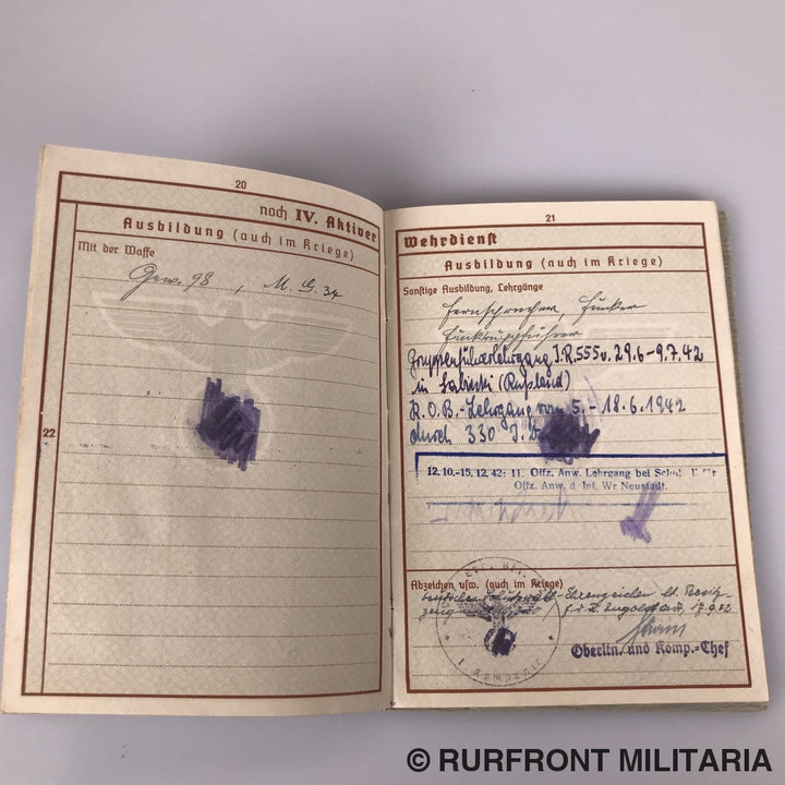 Wehrpass Leutnant Kurt Eckle Griekenland Leros Festungsbrigade 968.