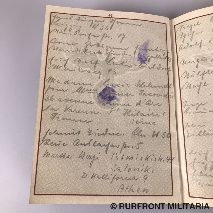 Wehrpass Leutnant Kurt Eckle Griekenland Leros Festungsbrigade 968.