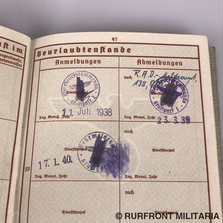 Wehrpass Leutnant Kurt Eckle Griekenland Leros Festungsbrigade 968.