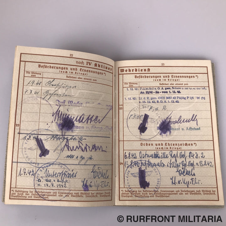 Wehrpass Leutnant Kurt Eckle Griekenland Leros Festungsbrigade 968.