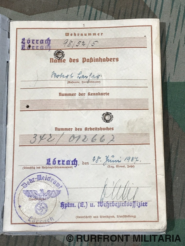 Wehrpass Set Robert Lacher Volkssturm.