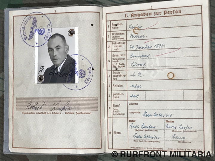 Wehrpass Set Robert Lacher Volkssturm.
