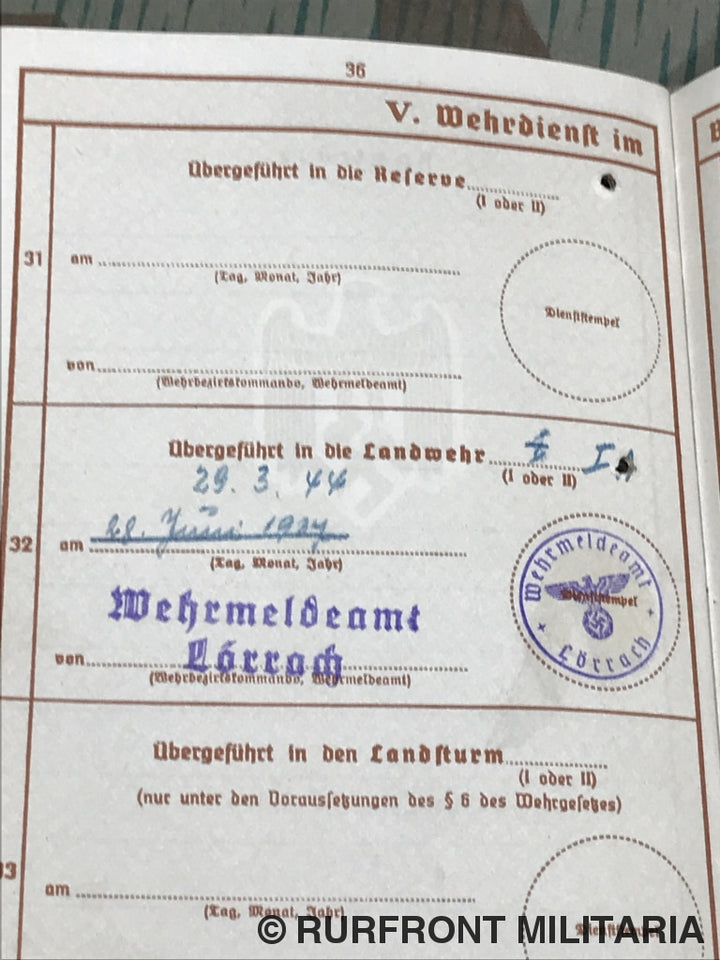 Wehrpass Set Robert Lacher Volkssturm.
