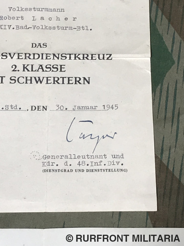 Wehrpass Set Robert Lacher Volkssturm.