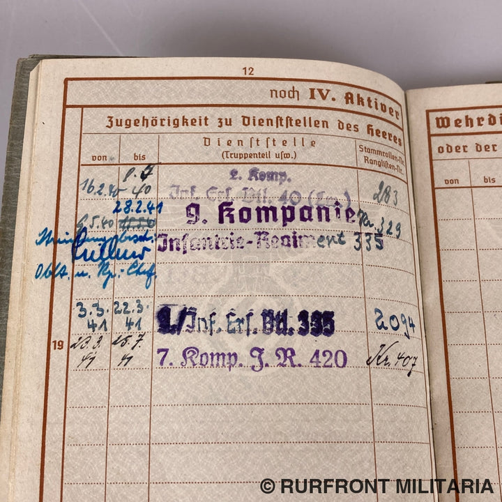 Wehrpass Set Wehrmacht Musiker Heinrich Kaufeld I.r. 420