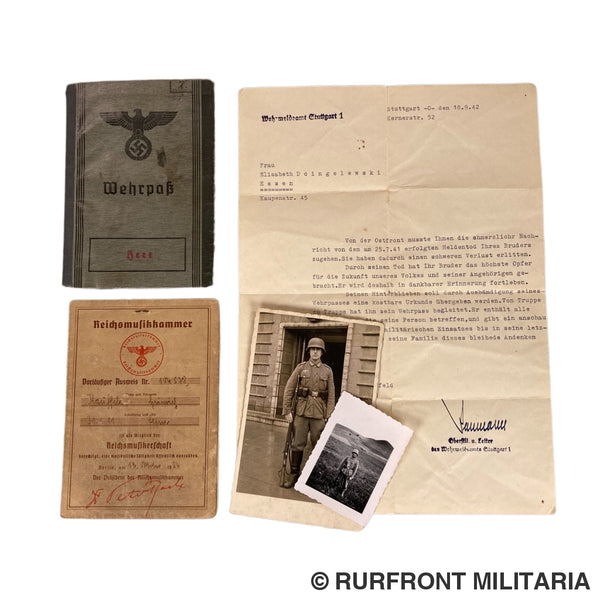 Wehrpass Set Wehrmacht Musiker Heinrich Kaufeld I.r. 420 Wehrpass Set Wehrmacht Musiker Heinrich Kaufeld I.r. 420