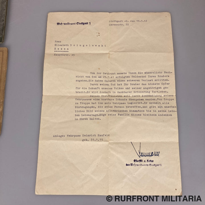 Wehrpass Set Wehrmacht Musiker Heinrich Kaufeld I.r. 420